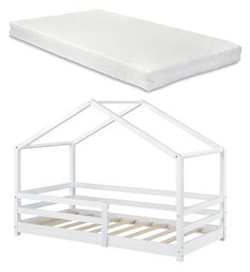 Házikó ágy Knätten matraccal 90x200 cm fehér