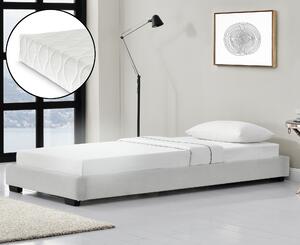 Modern műbőr kárpitozott ágy matraccal fehér 200 x 90 cm Cоrium