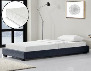 Modern textil kárpitozott ágy matraccal sötétszürke 200 x 90 cm Cоrium