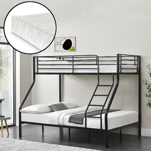 Emeletes ágy Sortland 200x140/90 cm matraccal fekete