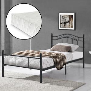 Egyszemélyes ágy Split hideghab matrac 90 x 200 cm fémkeretes vintage ágykeret design ágy fekete