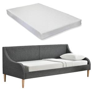 Heverő kanapé matraccal ülőgarnitúra 215 x 100 x 90 cm egyszemélyes ágy hideghab matrac sötétszürke