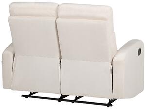 Kétszemélyes fehér bársony manuálisan állítható támlájú kanapé VERDAL