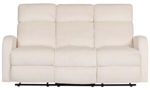 Háromszemélyes fehér bársony manuálisan állítható támlájú kanapé VERDAL