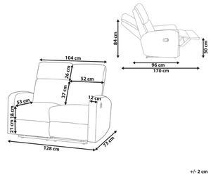 Kétszemélyes fehér bársony elektromosan állítható támlájú kanapé VERDAL