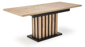 Asztal Houston 1613, Artisan tölgy, Fekete, 76x90x160cm, Hosszabbíthatóság, Laminált forgácslap