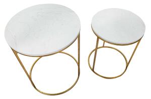 SIMPLY MARBLE 2 darabos fehér és arany vas dohányzóasztal