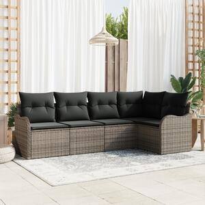 VidaXL Kerti Kanapé Szett párnával 5 pcs Szürke Poli rattan