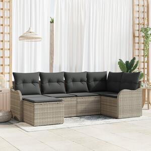 Kerti Kanapé Szett párnával 6 pcs Világosszürke Poli rattan