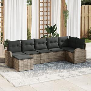 Kerti Kanapé Szett párnával 7 pcs Szürke Poli rattan