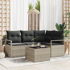 Kanapé Szett 5 pcs Világosszürke polirattan