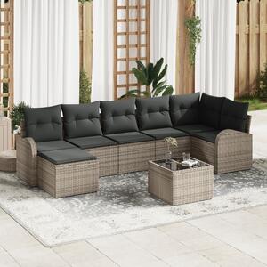 Kerti Kanapé Szett párnával 8 pcs Szürke Poli rattan