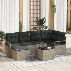 Kanapé Szett 7 pcs Világosszürke polirattan