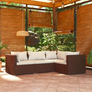 VidaXL 4 részes barna polyrattan kerti ülőgarnitúra párnákkal