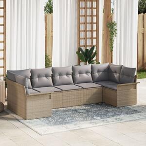 Kerti Kanapé Szett párnával tárolóval 7 pcs Bézs Poli rattan