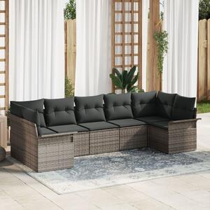 Kerti Kanapé Szett párnával tárolóval 7 pcs Szürke Poli rattan