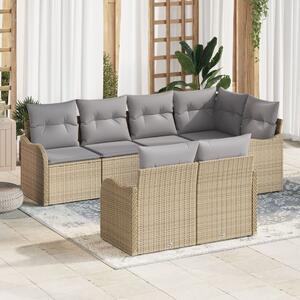 Kerti Kanapé Szett tárolóval 7 pcs Bézs Poli rattan