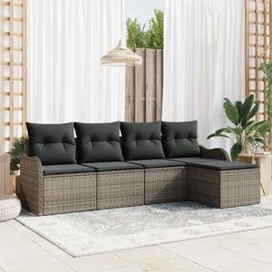 Kerti Kanapé Szett párnával tárolóval 5 pcs Szürke Poli rattan