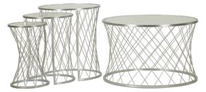Ezüst fém dohányzóasztalok ø 70x45-47x54,5-36x50-28x45 cm