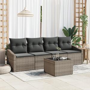 Kanapé Szett párnával tárolóval 5 pcs Szürke polirattan