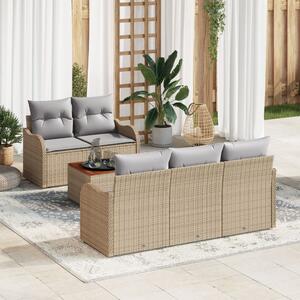 Kerti Kanapé Szett 6 pcs Beige és Világosszürke polirattan