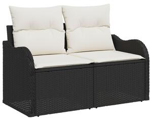 VidaXL Kerti Kanapé Szett párnával párnával 9 pcs Fekete Poly Rattan