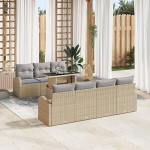 Kerti Kanapé Szett párnával tárolóval 8 pcs Bézs Poly Rattan