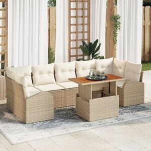 Kerti Kanapé Szett tárolóval 8 pcs Bézs Poli rattan