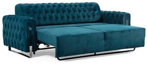 DANA Silver chesterfield kanapé, elektromosan ágyazható, zöld bársony