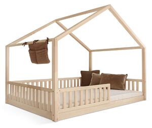 MONTERO NEW házikó gyerekágy leesésgátlóval 140x200 - natúr