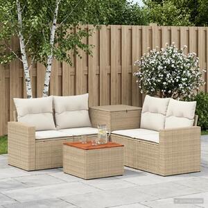 VidaXL Kanapé Szett 6 db Beige és Krémszínű Poli rattan és acél