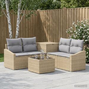 VidaXL Kanapé Szett 6 db Beige és Világosszürke Poli rattan és acél