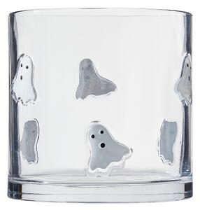 HALLOWEEN üveg gyertyartó 15 cm , szellem