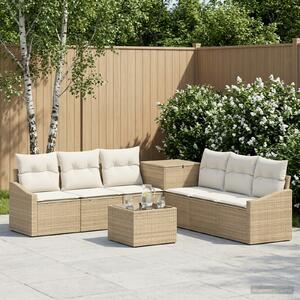 VidaXL Kanapé Szett 8 db Beige és Krémszínű Poli rattan és acél