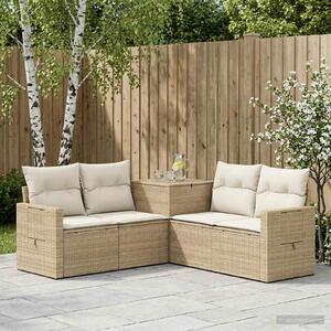 VidaXL Kanapé Szett 5 db Beige és Krémszínű Poli rattan és acél