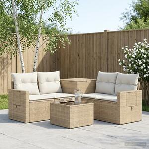 VidaXL Kanapé Szett 6 db Beige és Krémszínű Poli rattan és acél