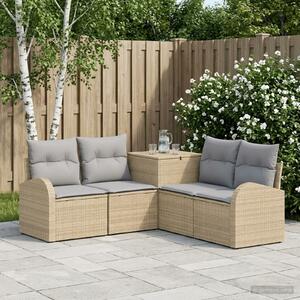 VidaXL Kanapé Szett 5 db Beige és Világosszürke Poli rattan és acél
