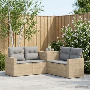 VidaXL Kanapé Szett 5 db Beige és Világosszürke Poli rattan és acél