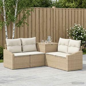 VidaXL Kanapé Szett 5 db Beige és Krémszínű Poli rattan és acél
