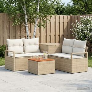 VidaXL Kanapé Szett 6 db Beige és Krémszínű Poli rattan és acél