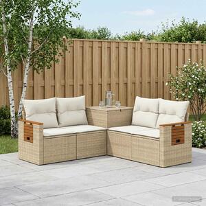 VidaXL Kanapé Szett 5 db Beige és Krémszínű Poli rattan és acél