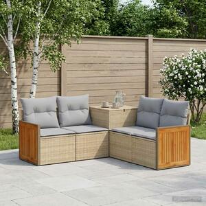 VidaXL Kanapé Szett 5 db Beige és Világosszürke Poli rattan és acél