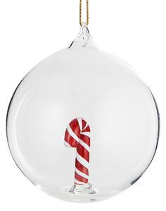 HANG ON üveg karácsonyfadísz Ø 9cm ,cukorpálca