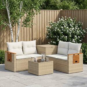 VidaXL Kanapé Szett 6 db Beige és Krémszínű Poli rattan és acél