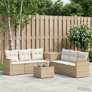 VidaXL Kanapé Szett 8 db Beige és Krémszínű Poli rattan és acél