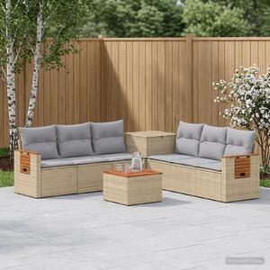VidaXL Kanapé Szett 8 db Beige és Világosszürke Poli rattan és acél
