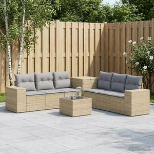 VidaXL Kanapé Szett 8 db Beige és Világosszürke Poli rattan és acél