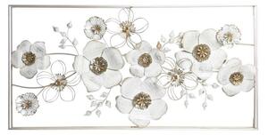 Dekoráció falra fém 135x9x68,6 virágok fehér (készletről)