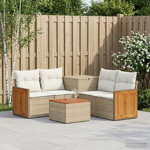 VidaXL Kanapé Szett 6 db Beige és Krémszínű Poli rattan és acél