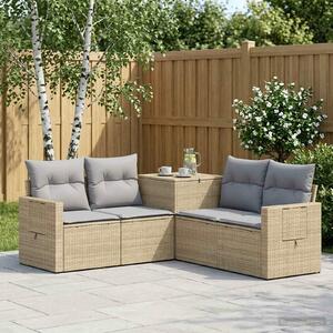 VidaXL Kanapé Szett 5 db Beige és Világosszürke Poli rattan és acél